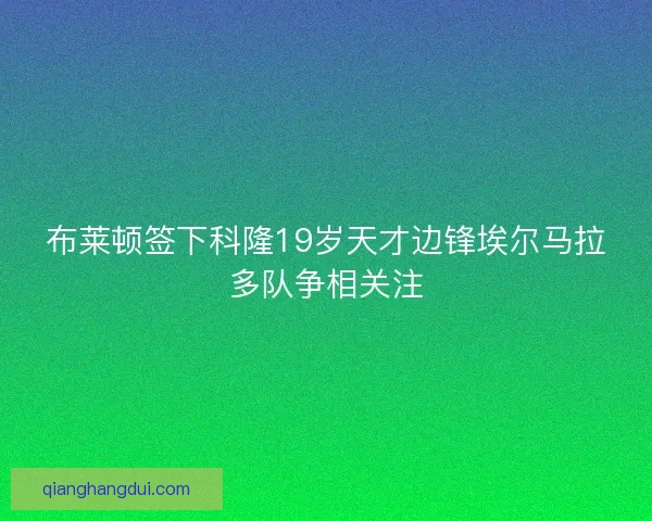 布莱顿签下科隆19岁天才边锋埃尔马拉多队争相关注